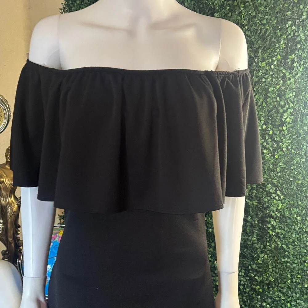 Brat Star Black One-Shoulder Ruffle Bodycon Dress - Picture 2 of 5